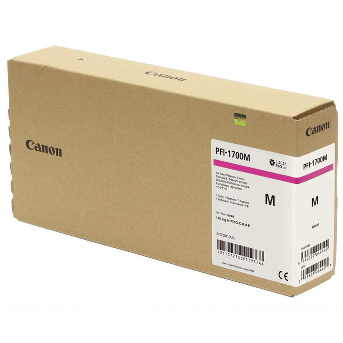 Canon Pro PFI-1700M Lucia Magenta Pigment Ink Tank - 700ml for Canon Pro-2000/4000/6000. (MPN: 0777C001AA)